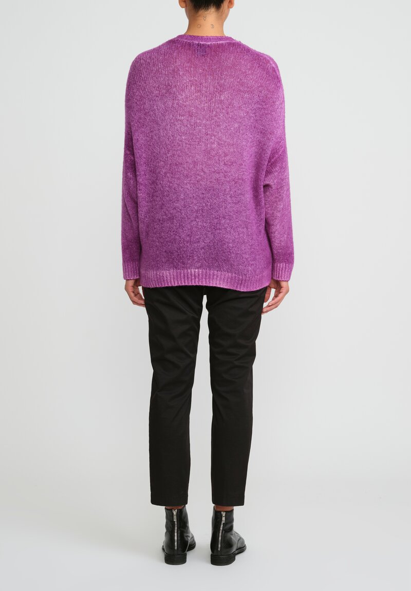 Avant Toi Hand-Painted Brushed Crewneck Sweater in Orchid Purple	