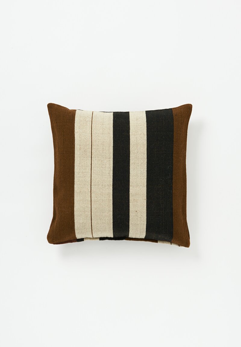 Allwina Handloomed Wool and Velvet Akaipa I Pillow in Brown Stripes