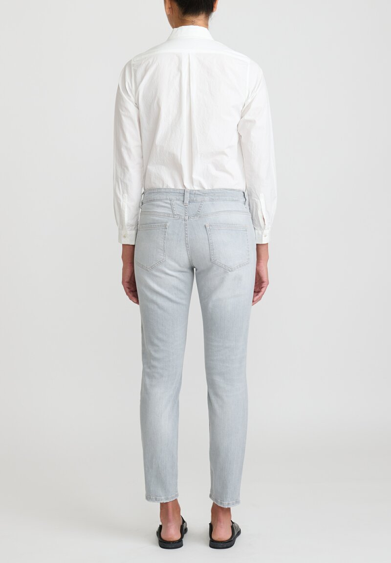 Closed Organic Cotton Baker Cropped Jeans with Embroidery in Light Grey	