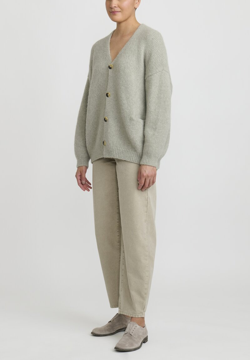 Lauren Manoogian Handloomed Suri Alpaca, Cotton & Wool Loft Cardigan in Seaglass Green	