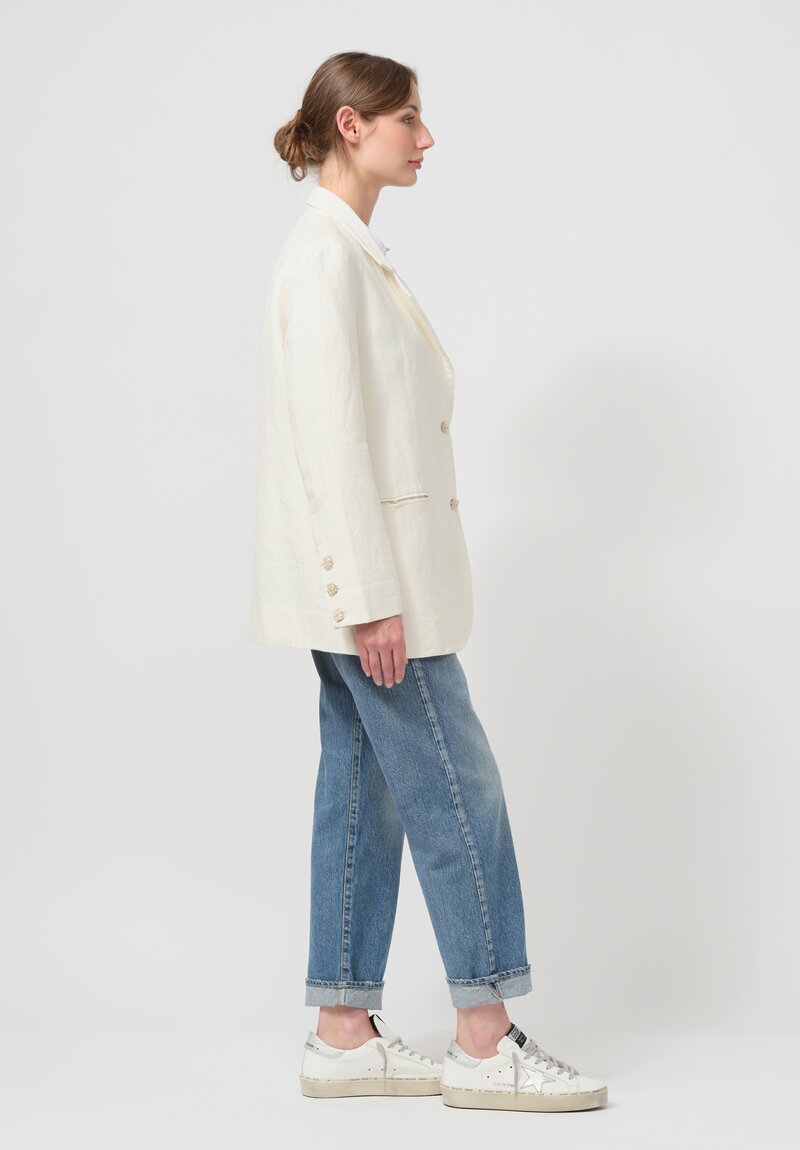 Péro Handmade Linen ''Simple'' Jacket in Ivory White	