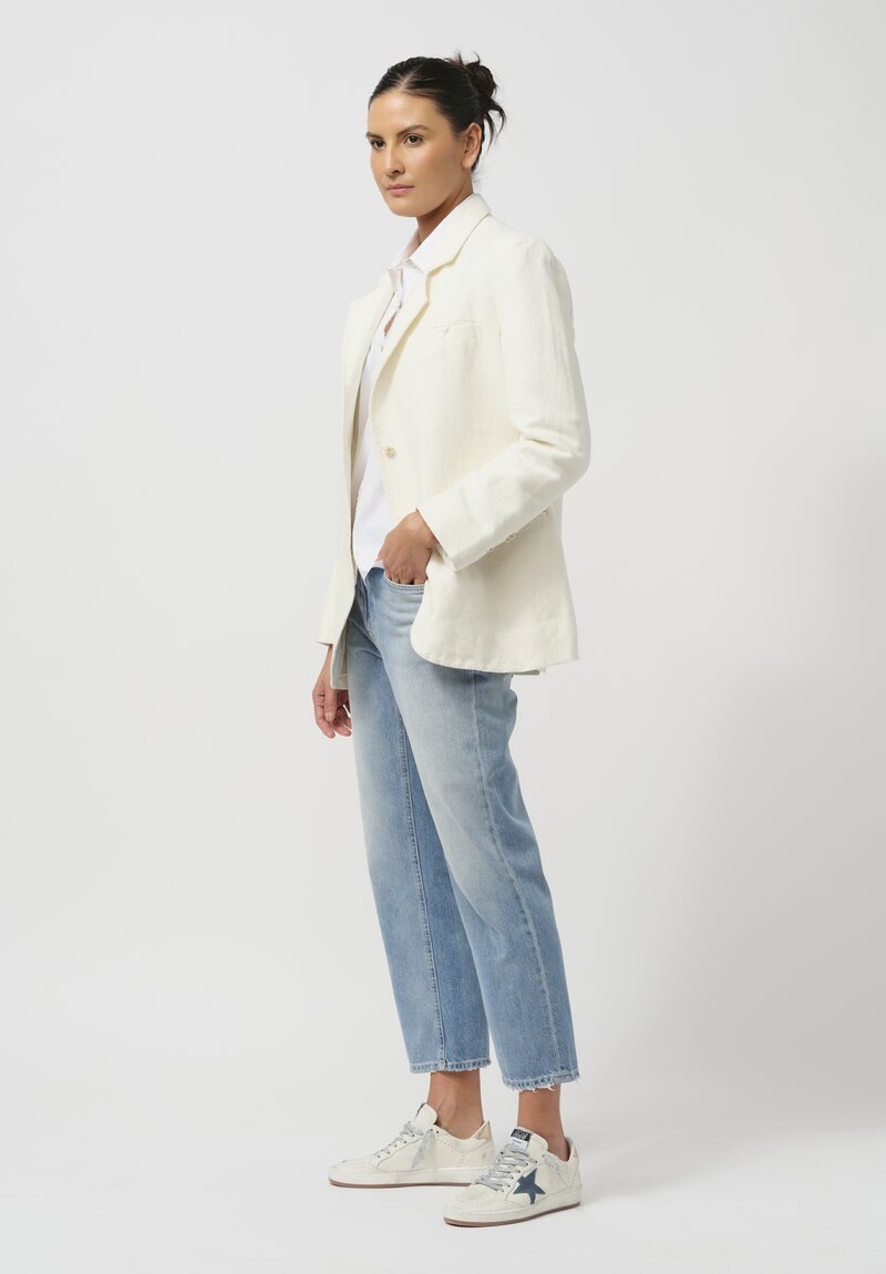 Péro Handmade Linen ''Simple'' Jacket in Ivory White