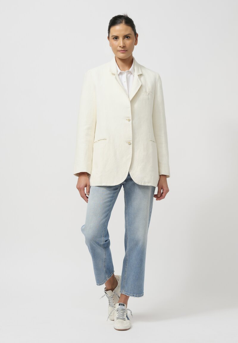 Péro Handmade Linen ''Simple'' Jacket in Ivory White