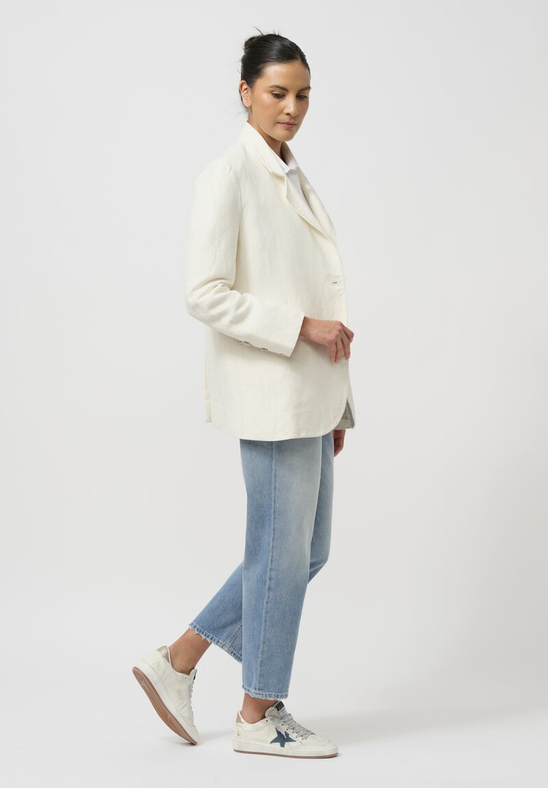 Péro Handmade Linen ''Simple'' Jacket in Ivory White