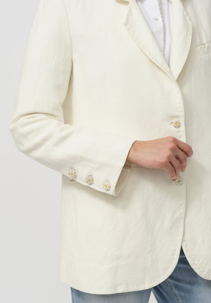 Péro Handmade Linen ''Simple'' Jacket in Ivory White