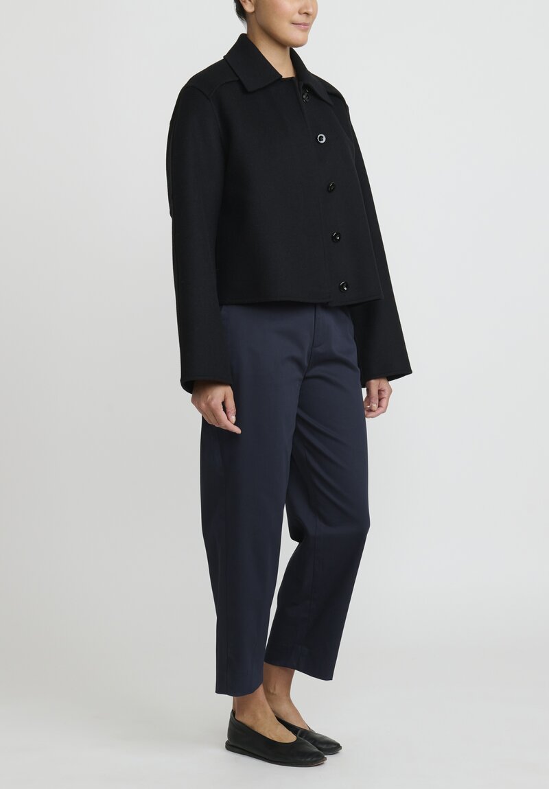 Jil Sander Wool Short Button Up Jacket in Black