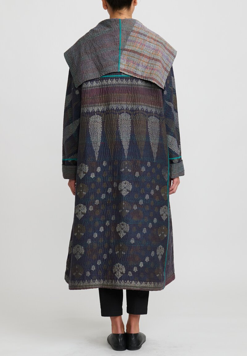 Mieko Mintz A-Line Long Coat in Black and Grey	