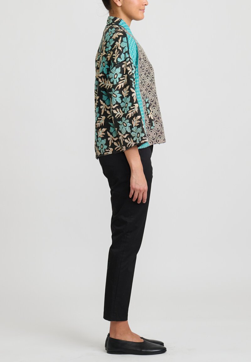 Mieko Mintz 4-Layer Vintage Cotton Stand Collar Cropped Jacket	