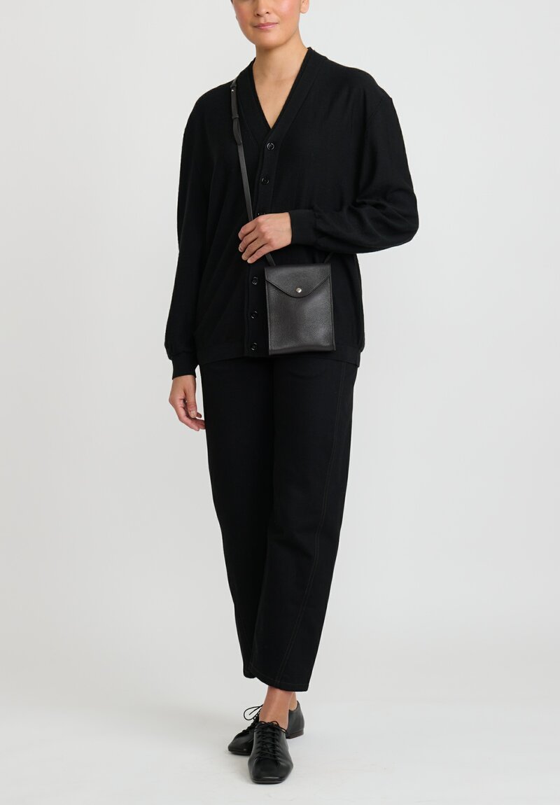 Lemaire Leather Envelope Crossbody Bag in Dark Chocolate Brown	
