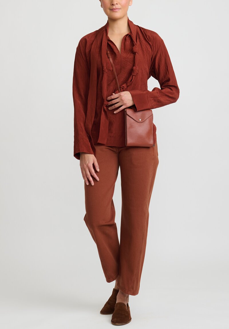 Lemaire Leather Envelope Crossbody Bag in Brick Brown	