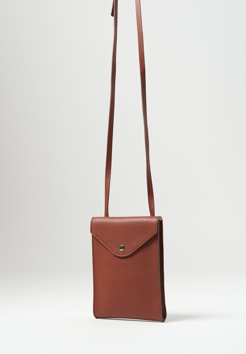 Lemaire Leather Envelope Crossbody Bag in Brick Brown	
