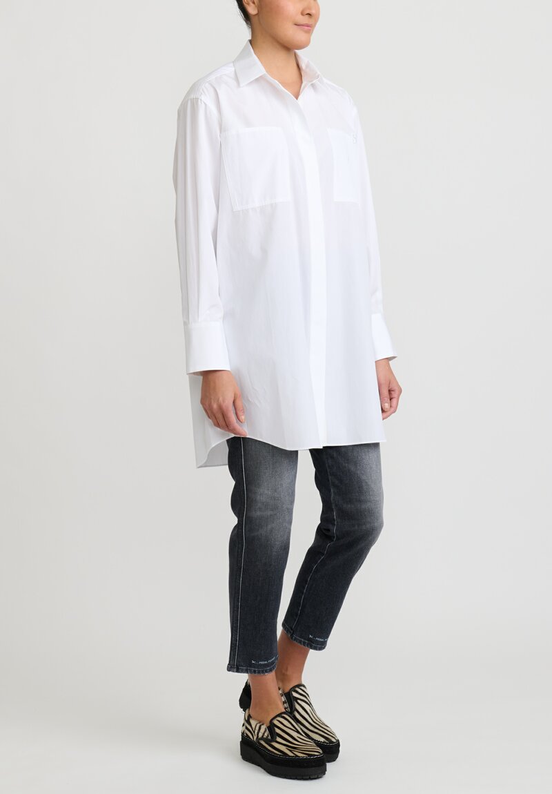 Sacai Thomas Mason Cotton Poplin Shirt in White | Santa Fe Dry