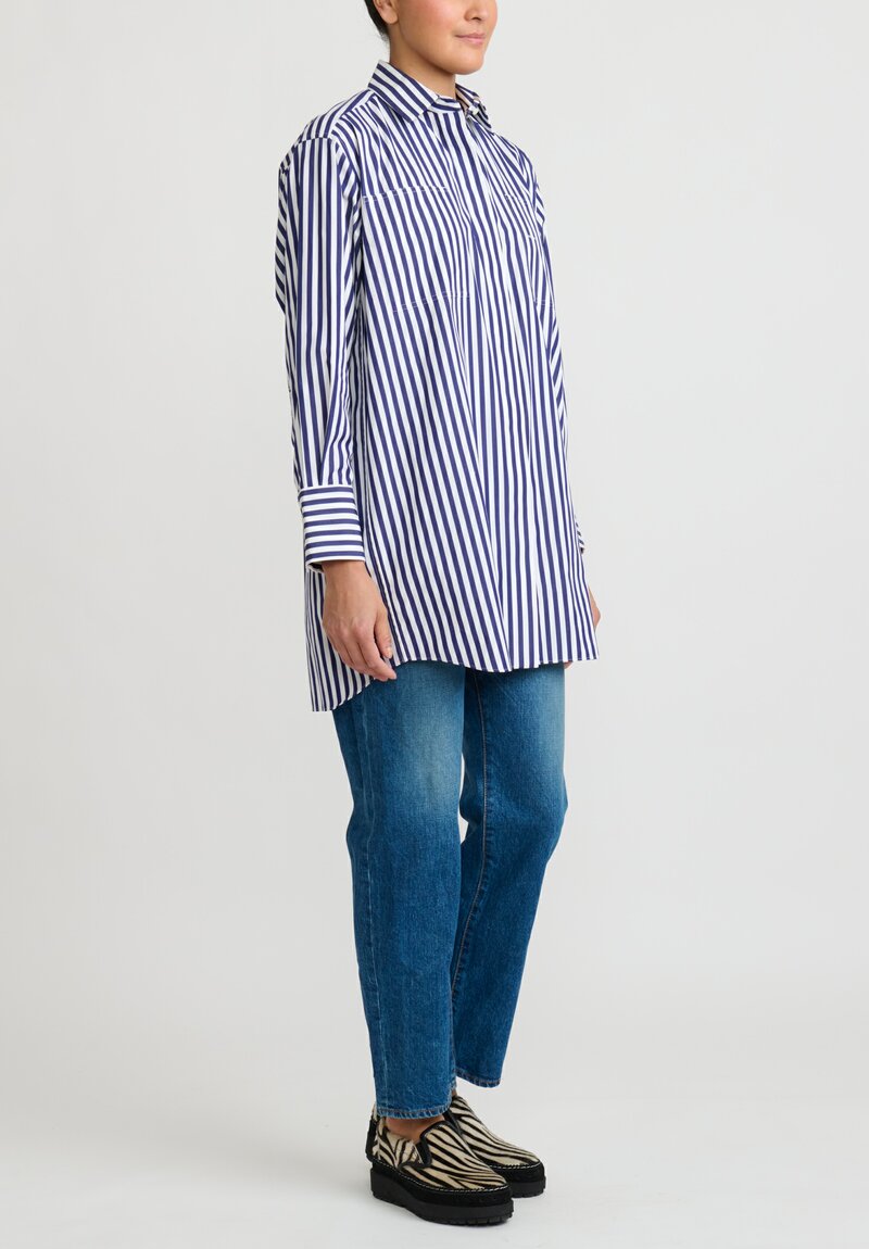 Sacai Thomas Mason Cotton Poplin Shirt in Thick Navy Stripes | Santa Fe Dry  Goods . Workshop . Wild Life