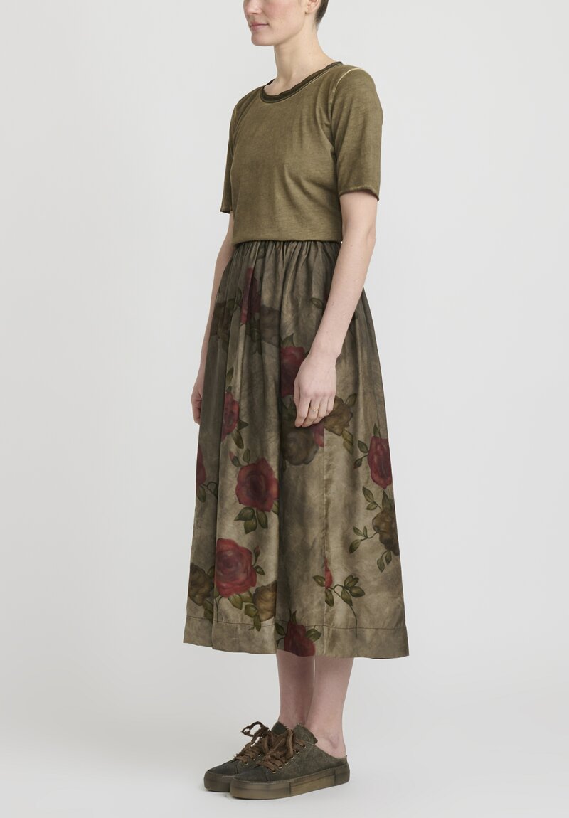 Uma Wang Gillian Moulay Skirt in Green Floral
