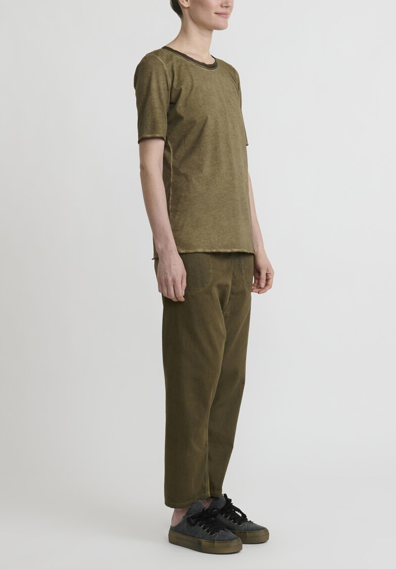 Uma Wang Cotton Silk Tina Tee Shirt	in Army Green
