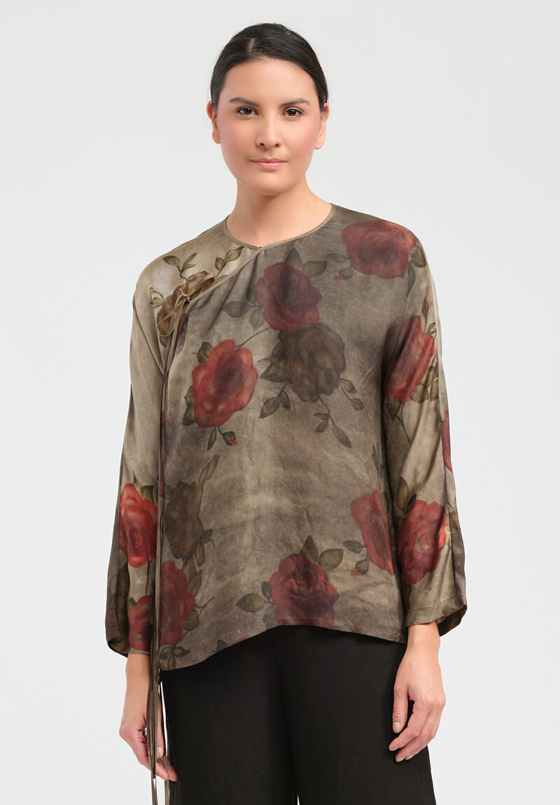 Uma Wang Moulay Thyme Top in Army Green & Red