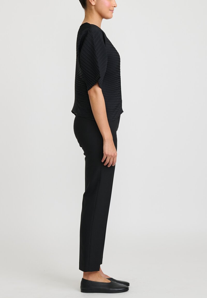 Issey Miyake Concretion Pleats Short Sleeve Top in Black | Santa