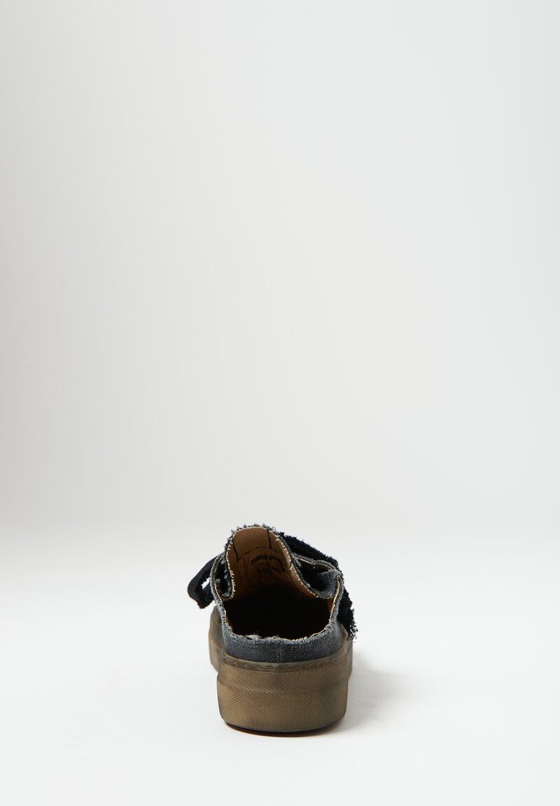Uma Wang Linen Sabot Canvas Sneakers in Black