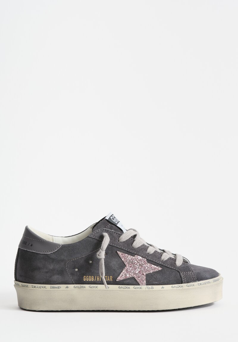 Golden Goose Hi Star Suede Sneaker in Asphalt Grey Glitter Pink Star Santa Fe Dry Goods Workshop Wild Life