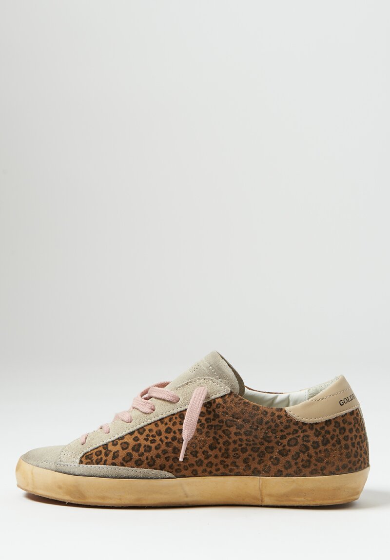 Golden Goose Suede Cheetah Super Star Sneaker with Leather Star	
