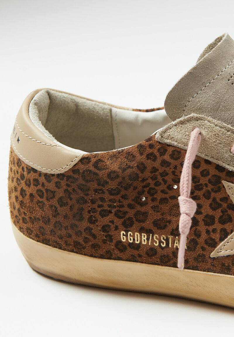 Golden Goose Suede Cheetah Super Star Sneaker with Leather Star	