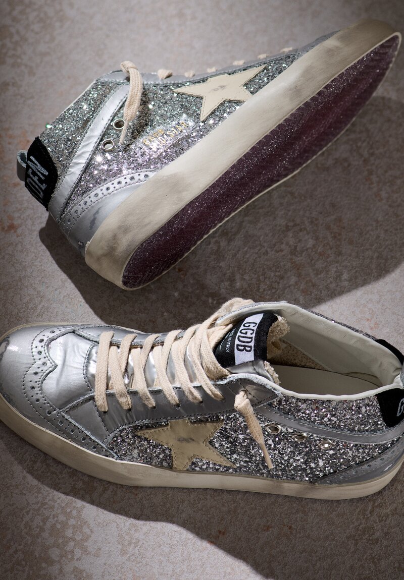 Golden Goose Glitter Mid Star with Leather Star	