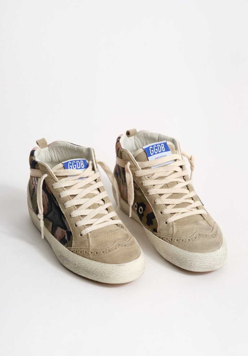 Golden Goose Camouflage Mid Star with Black Star in Taupe, Black & Beige	
