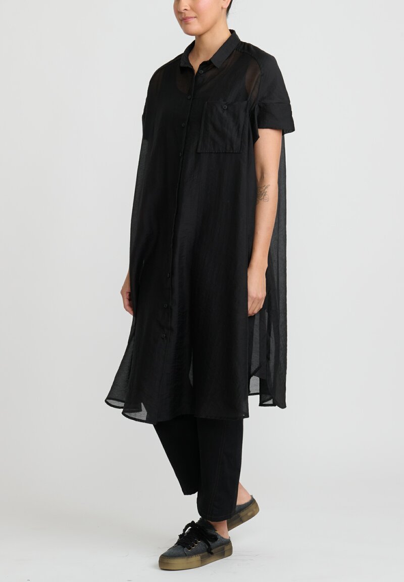 Rundholz Black Label Cap Sleeve Tunic Dress with Pockets in Black