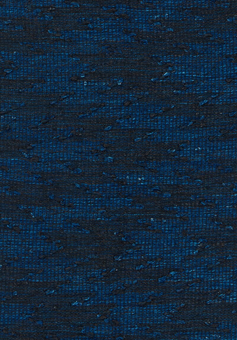 Bounkhong Singavong Woven Indigo Silk Scarf in Navy	