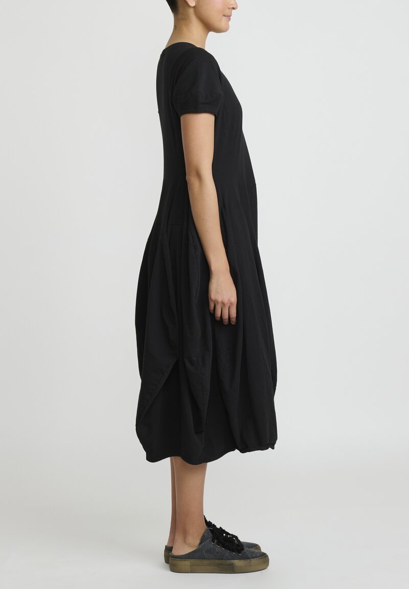 Rundholz Cotton Tulip Dress with Pockets in Black	