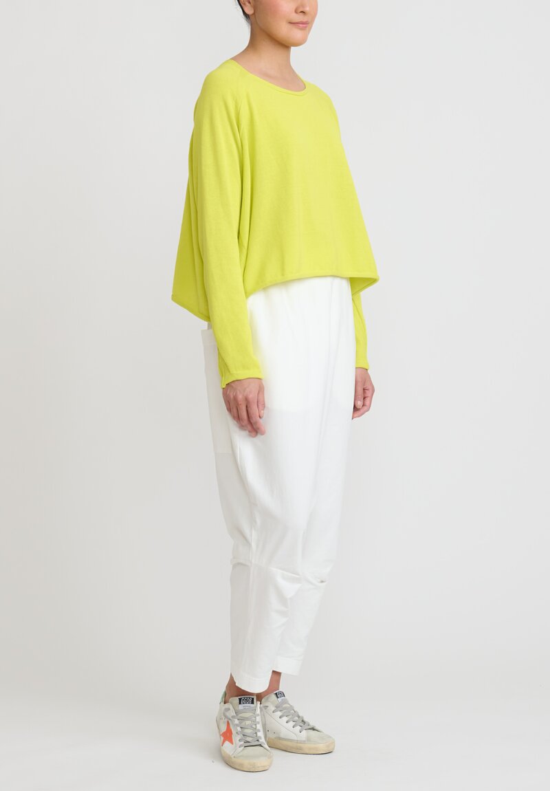 Rundholz Dip Light Weight Cotton Raglan Sleeve Sweater in Spring Yellow-Green	