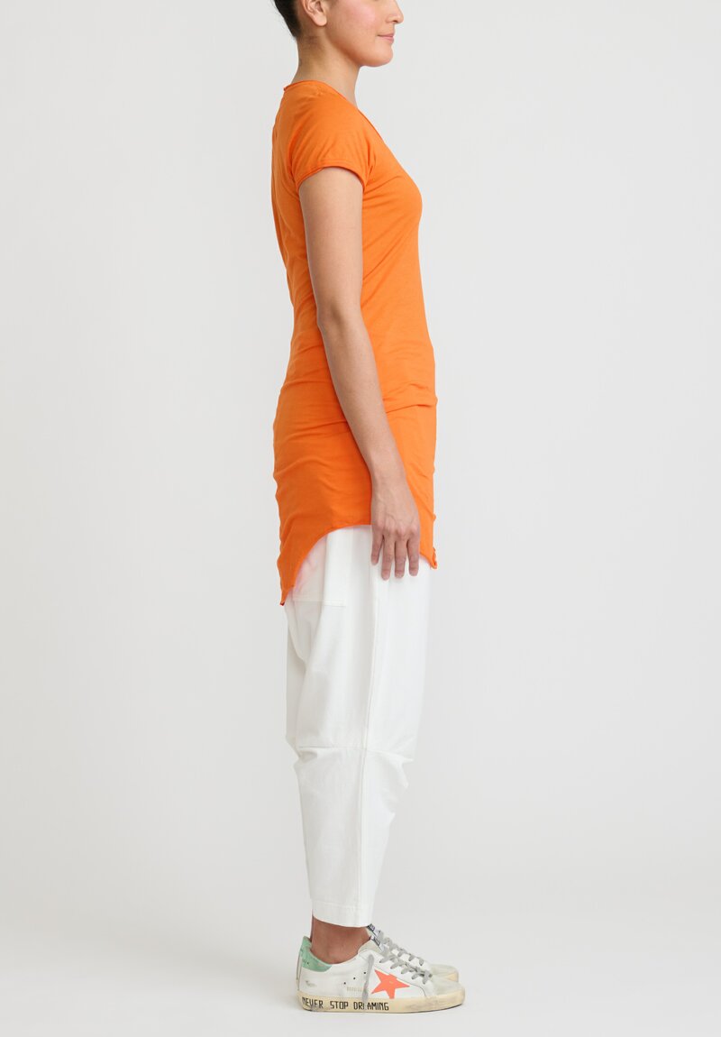 Rundholz Dip Longline Short Sleeve Cotton T-Shirt in Orange	