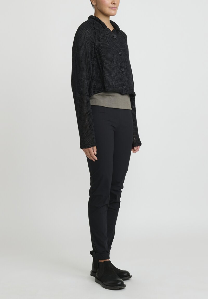 Rundholz Cropped Button Down Cardigan in Black	