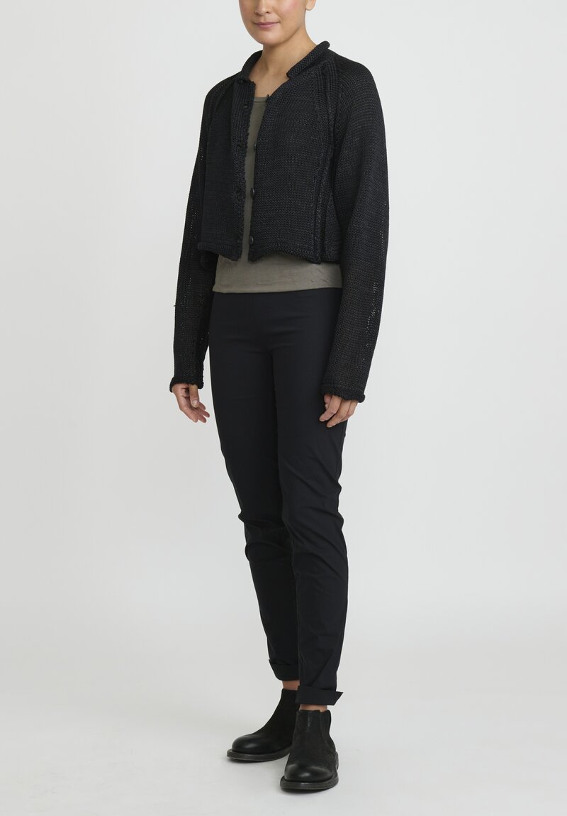 Rundholz Cropped Button Down Cardigan in Black	
