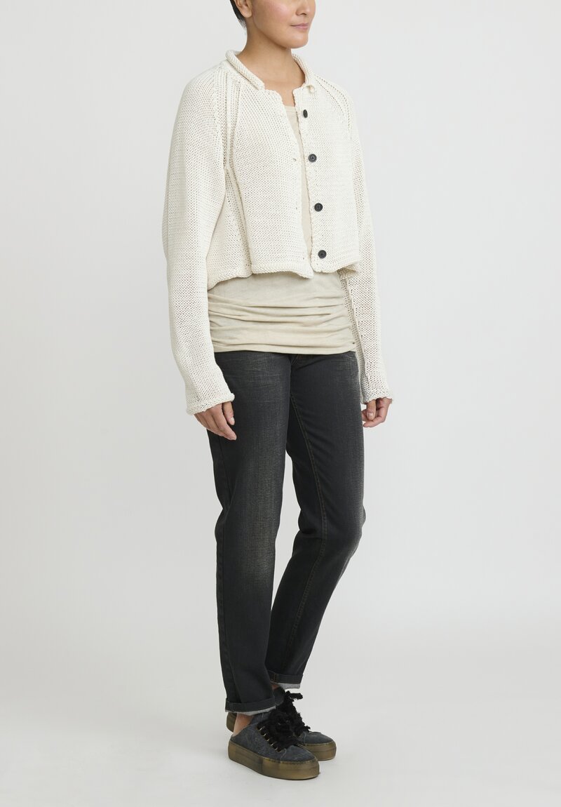 Rundholz Cropped Buttondown Knit Cardigan in Off White Nessel	