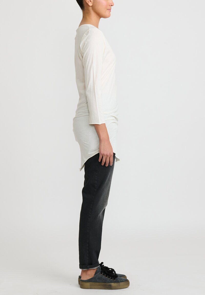 Rundholz Lightweight Three-Quarter Length Sleeve T-Shirt in Nessel Off White	