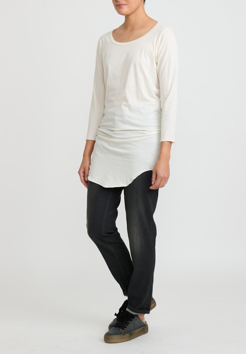 Rundholz Lightweight Three-Quarter Length Sleeve T-Shirt in Nessel Off White	