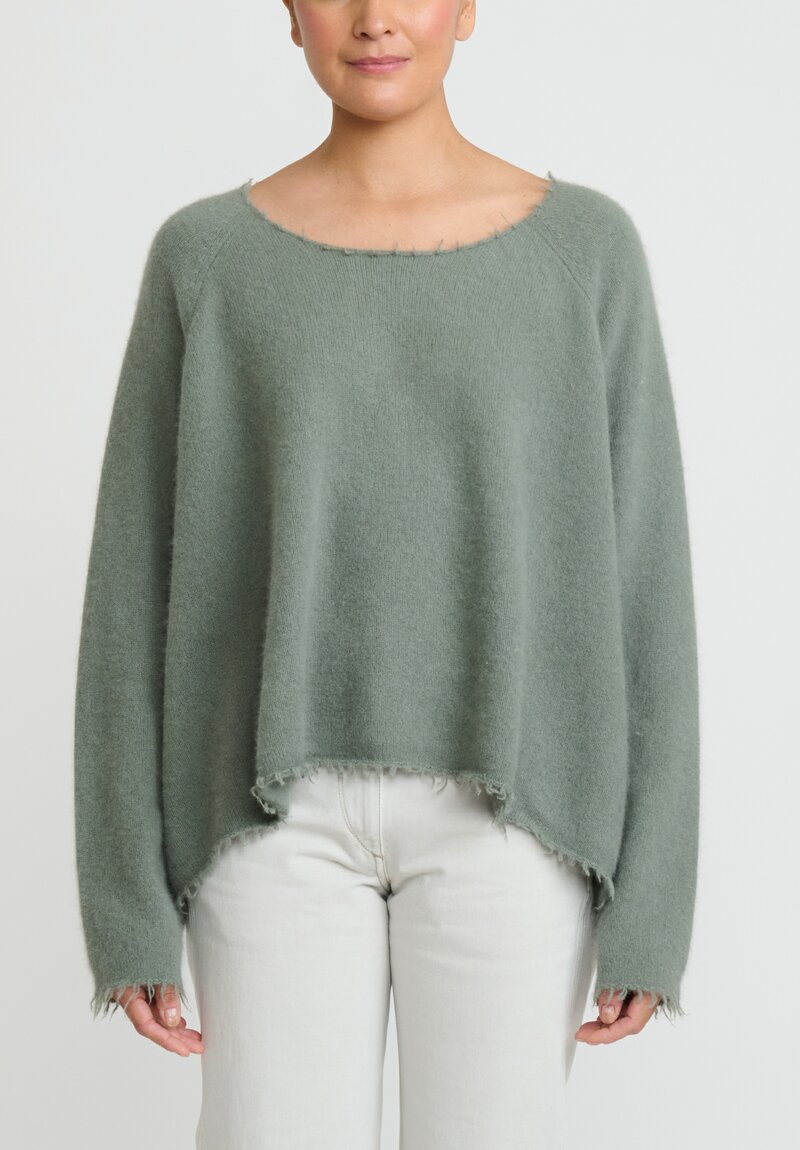 Rundholz Racoon Hair Long Sleeve Sweater in Alge Green	