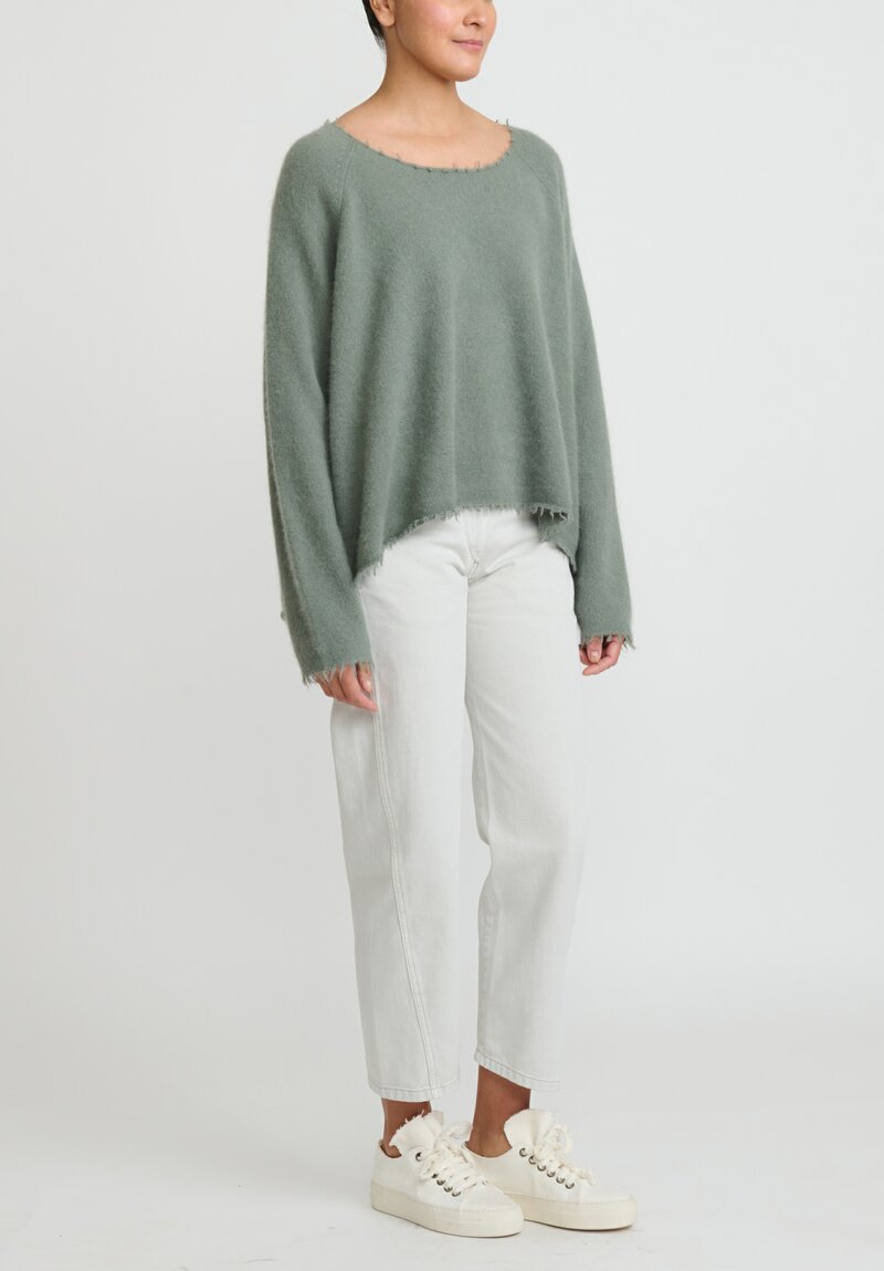 Rundholz Racoon Hair Long Sleeve Sweater in Alge Green	