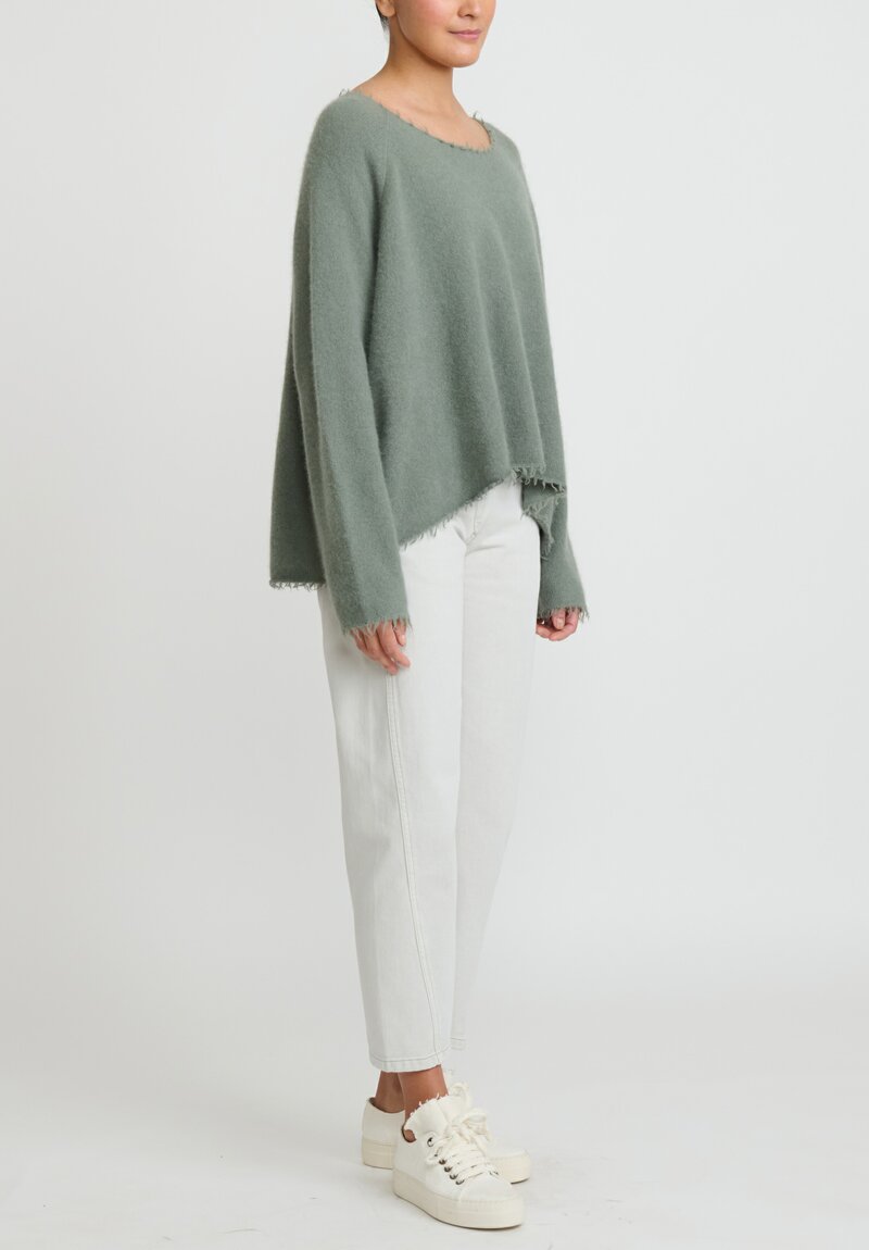 Rundholz Racoon Hair Long Sleeve Sweater in Alge Green	