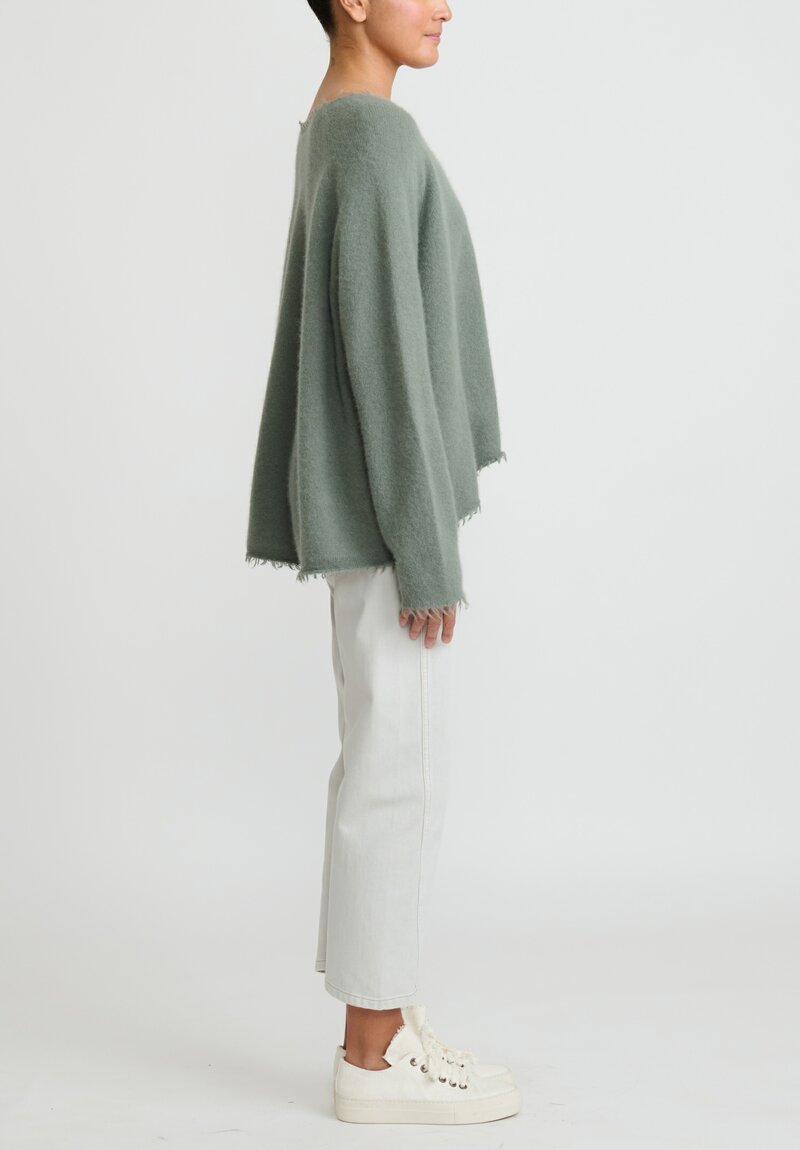 Rundholz Racoon Hair Long Sleeve Sweater in Alge Green	