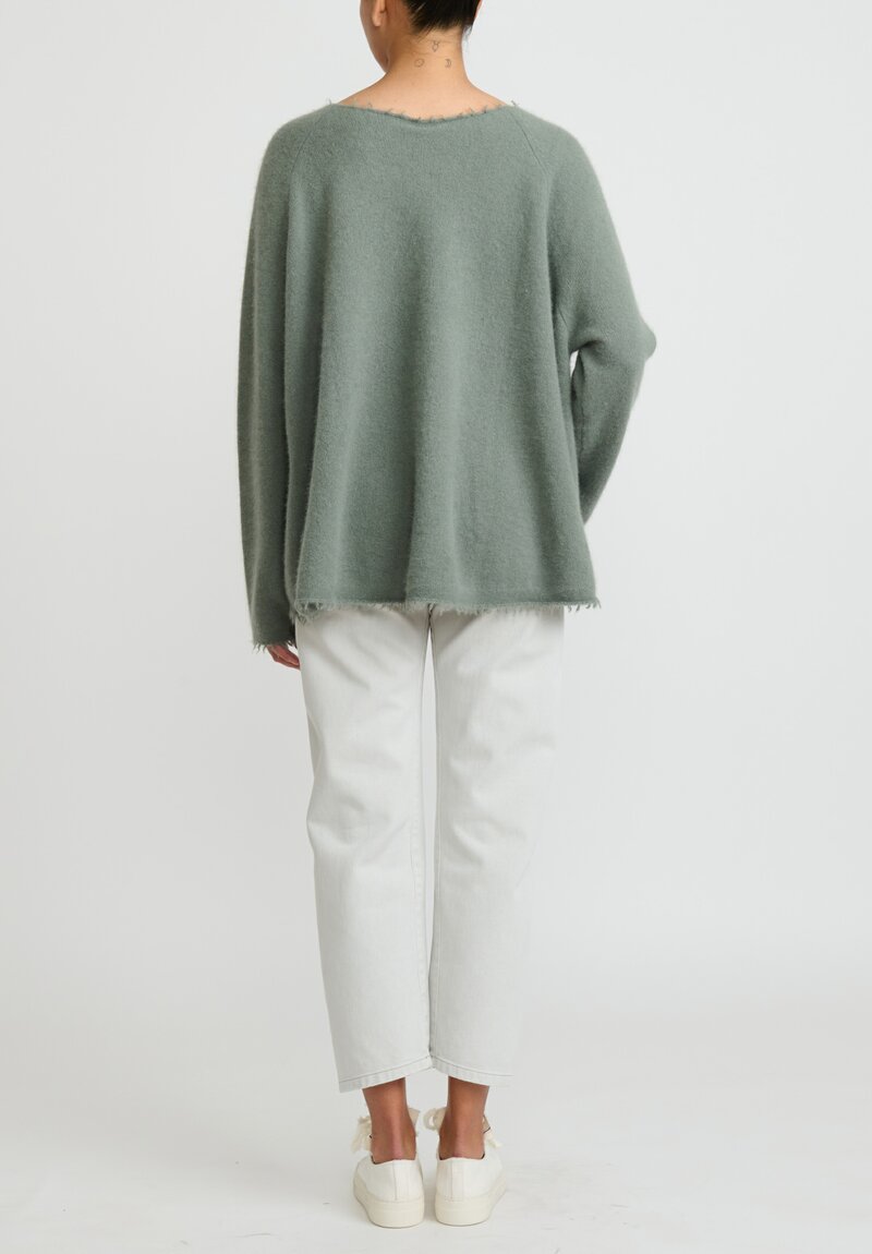 Rundholz Racoon Hair Long Sleeve Sweater in Alge Green	