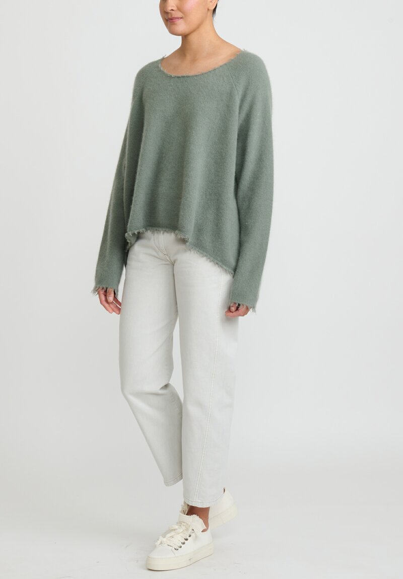 Rundholz Racoon Hair Long Sleeve Sweater in Alge Green	