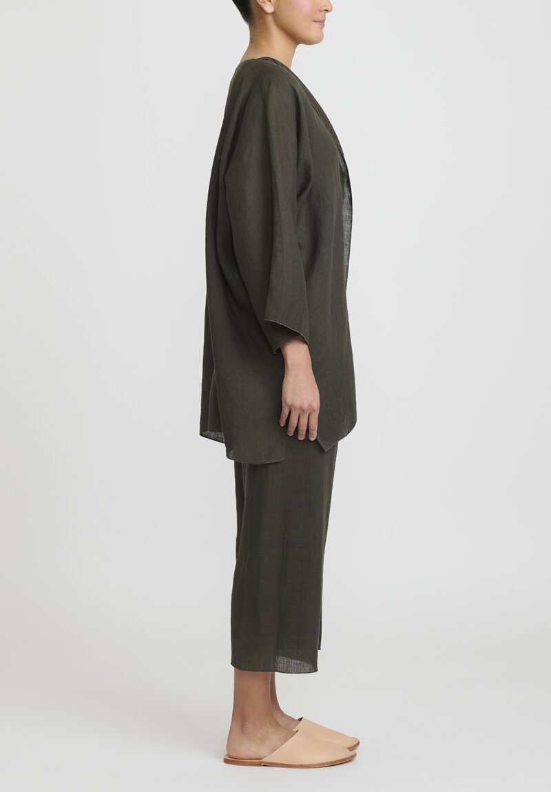Shi Linen Open Front Jacket in Elephant Grey	