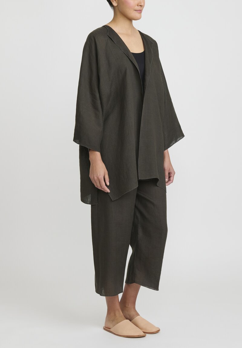 Shi Linen Cropped Pants in Elephant Grey