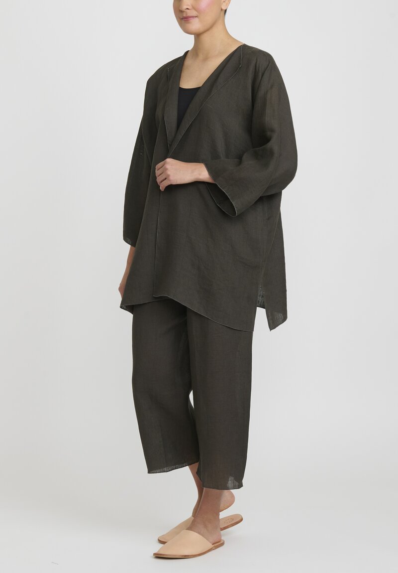 Shi Linen Cropped Pants in Elephant Grey