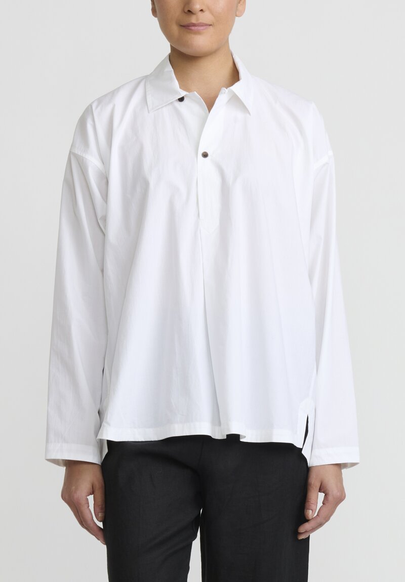 Jan-Jan Van Essche Cotton Loop Collar Shirt in White	