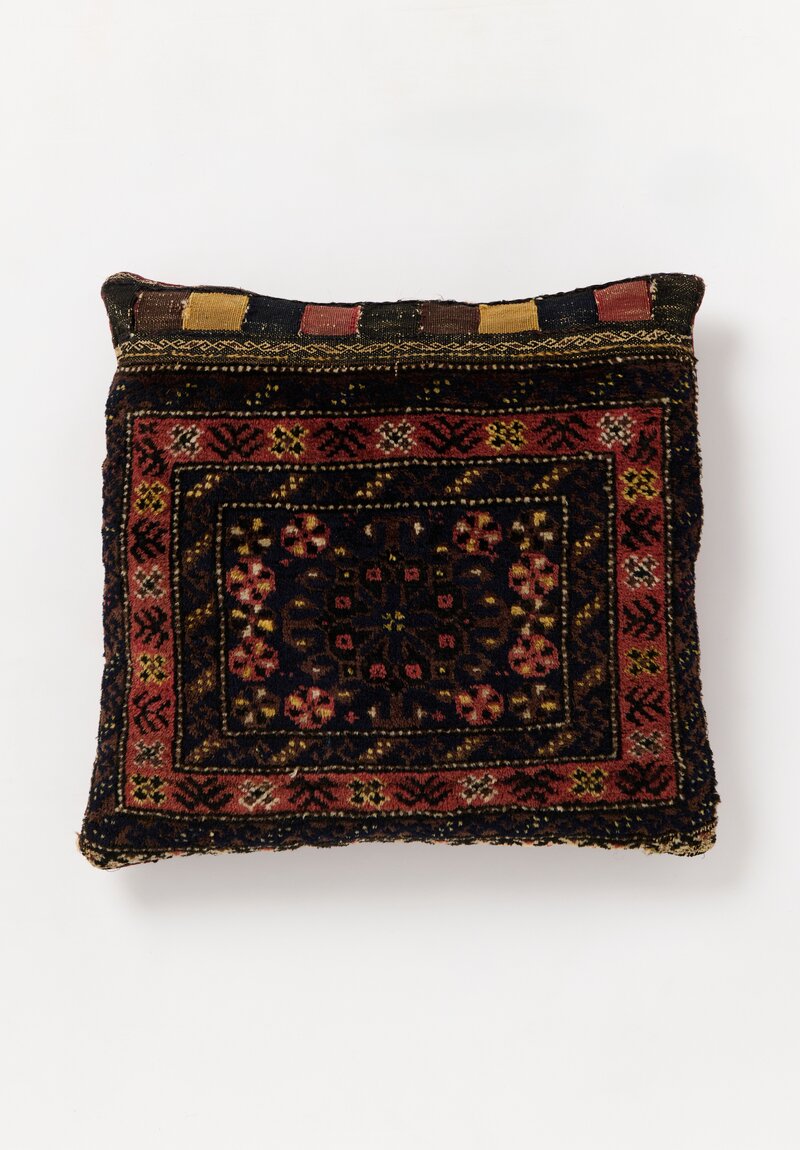 Shobhan Porter Vintage C1900 Antique Baluch Saddle Bag Black Coral Brown