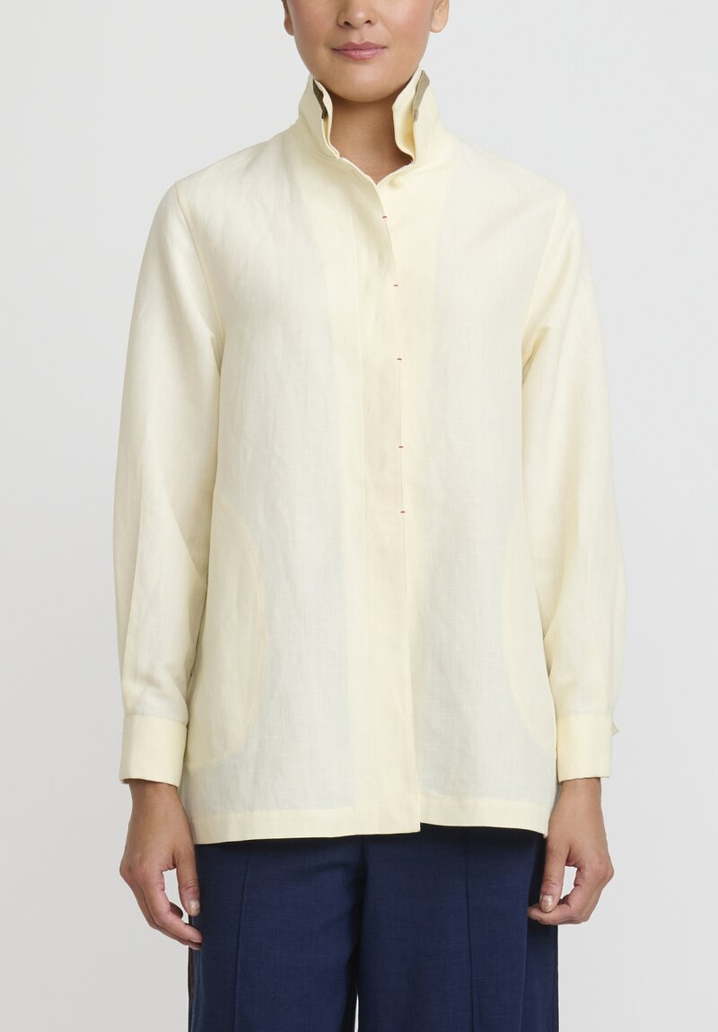 Sophie Hong Handwoven Silk Shirt in White	
