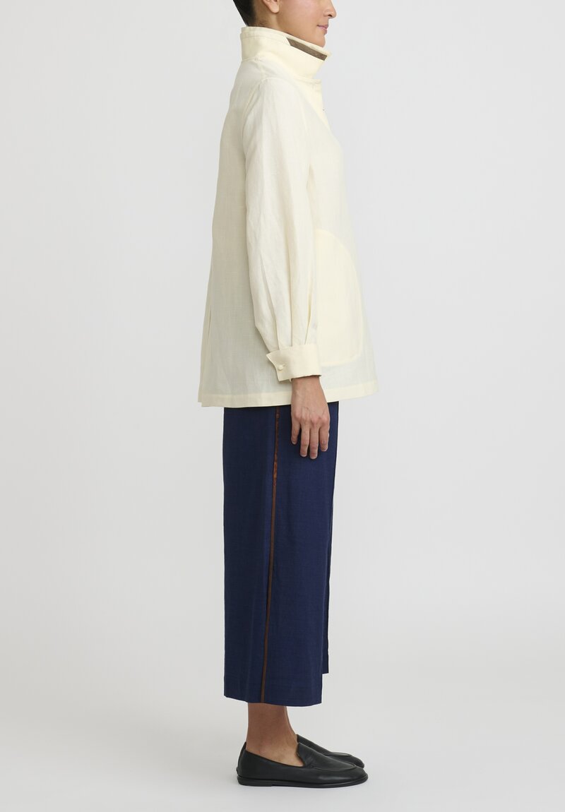 Sophie Hong Handwoven Silk Shirt in White	